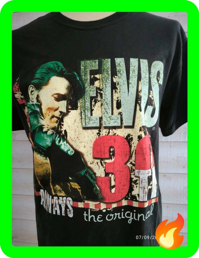 Tee shirt noir avec graphique Elvis Presley taille m - photo numéro 2