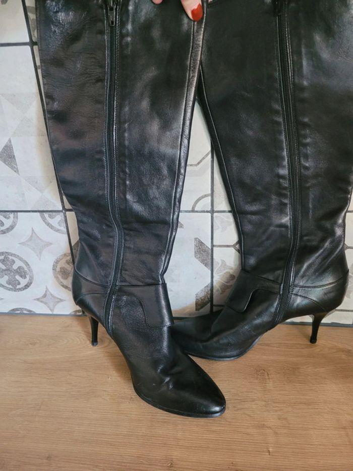 Botte en cuire taille 38 fausta moretti à zip porter 3 fois - photo numéro 5