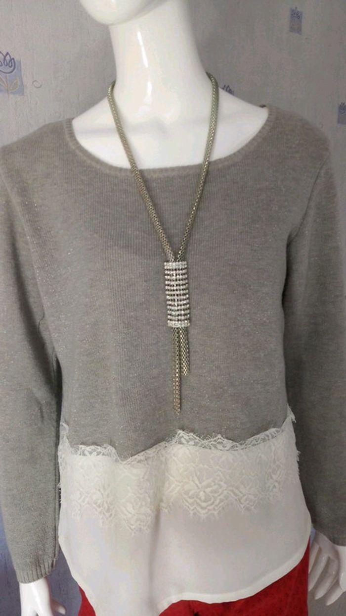 Pull gris et beige Breal - photo numéro 3