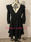 Robe manches 3/4 noir à carreaux bas évasé pimkie taille 34