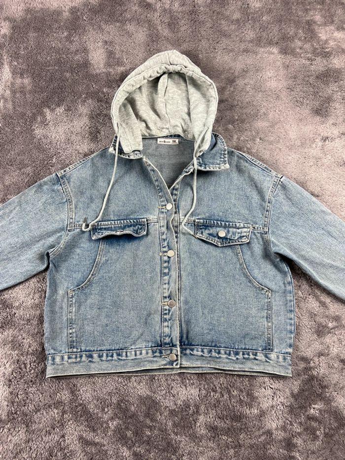 👕 Veste en Jeans avec capuche vintage y2k Bleu Clair Taille S 👕 - photo numéro 6