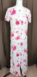 Robe longue kiabi blanche à fleurs rose taille 40 neuve