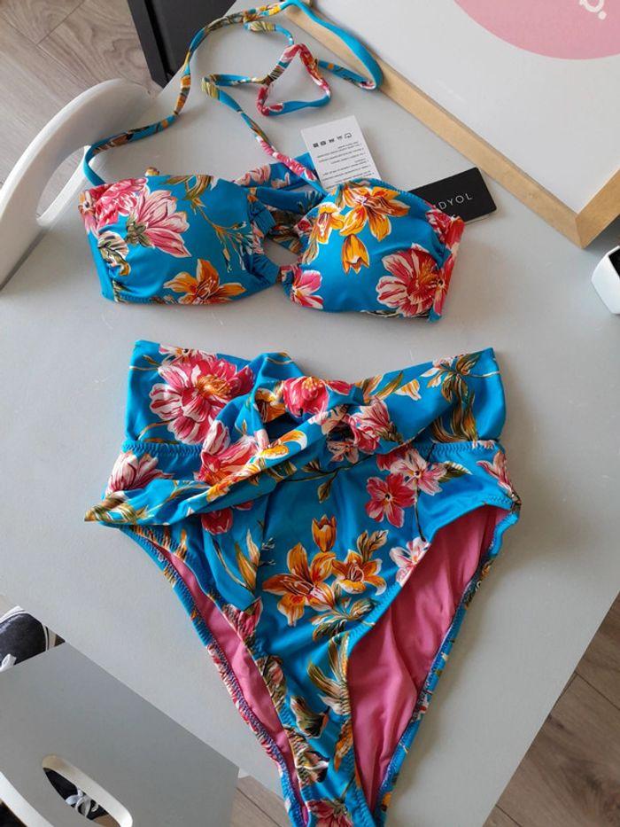 Maillot de bain tropical deux pièces taille haute 38 - photo numéro 1