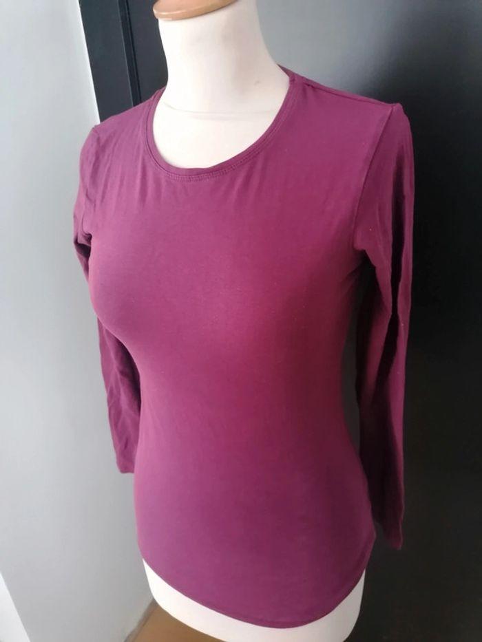 T-shirt manches longues stretch prune - photo numéro 3