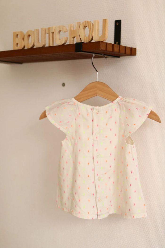 Blouse beige taches fluos, Bout'chou, 9 mois - photo numéro 3