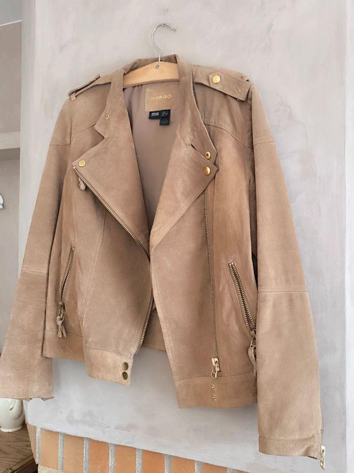 🤎 Veste croûte de cuir beige Mango 38/40 🤎 - photo numéro 2