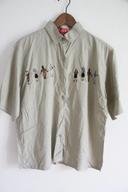 Vintage chemise manches courtes esprit militaire avec broderie originale/ridicool/kitsch