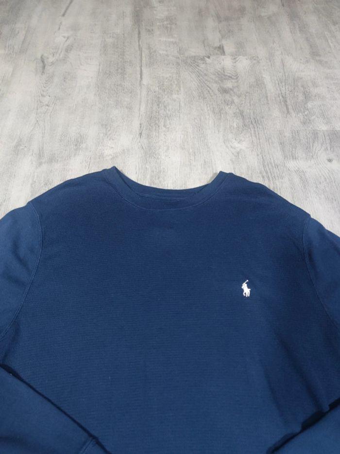 Pull Ralph Lauren Nid D'abeilles Bleu Marine Logo Brodé Blanc Taille XL Homme - photo numéro 4