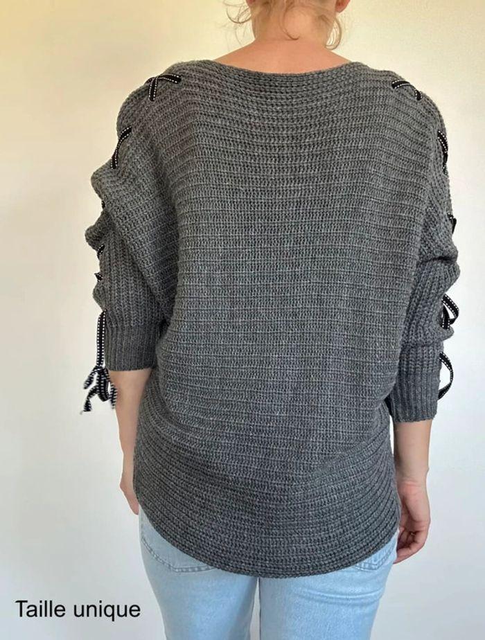 Pull long gris – Original et confortable, taille unique (36-40), très bon état 💖 - photo numéro 7