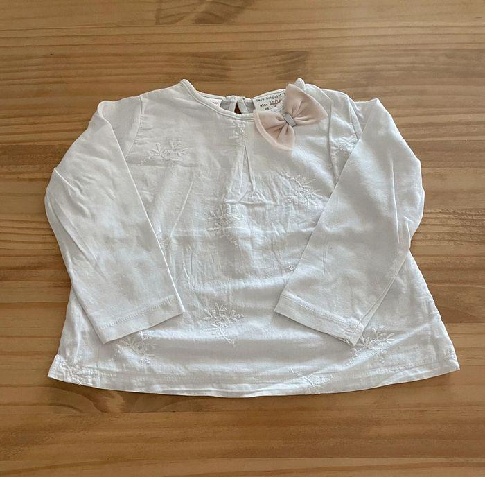 T-shirt Blanc Zara 12/18 mois-86cm - photo numéro 1