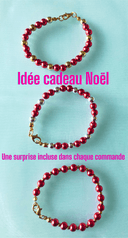 Lot de 3 bracelets avec perles 6mm – Rouge, Rouge Doré et Rouge Argenté