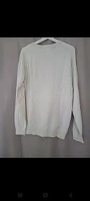 Pull homme maille col rond blanc crème beige taille L h&m