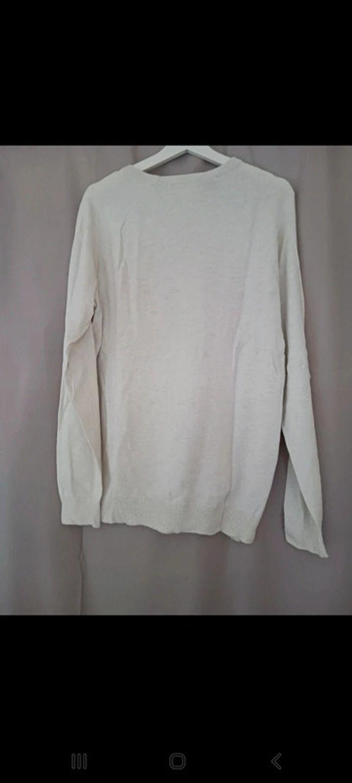 Pull homme maille col rond blanc crème beige taille L h&m - photo numéro 1