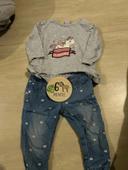 Pull fins + jeans 6/9 mois