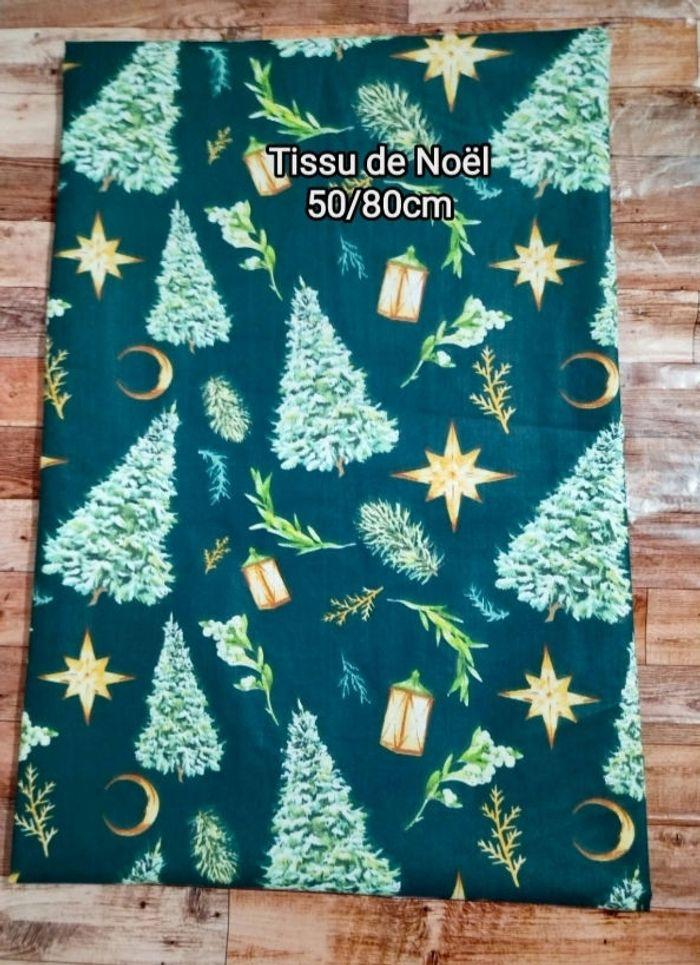 Tissu Coton de Noël  Vert Foncé - photo numéro 1