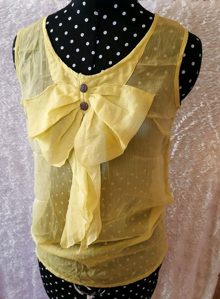 💖 Chemise manche courte à noeud jaune 💖 - photo numéro 1