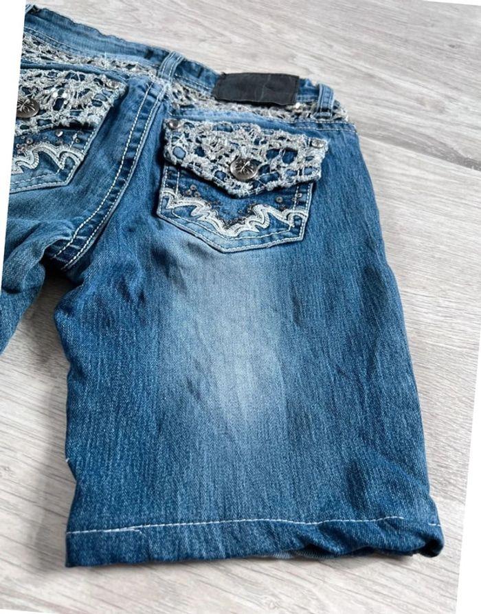 🩳 Short vintage brodé en jean  Bleu Taille XXS 🩳 - photo numéro 13