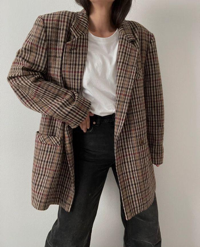 Oversized blazer à carreaux multicolore - photo numéro 6