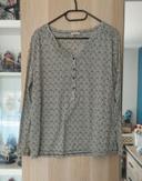 Blouse a motif noir gris et blanc camaïeu - Taille L 40