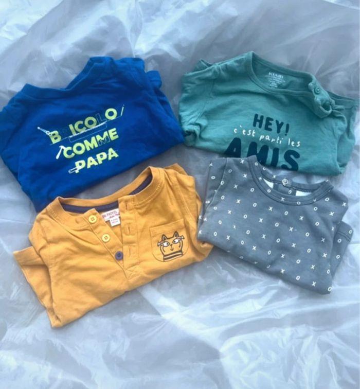 Lot de 4 t-shirt manche longues 6 mois - photo numéro 1