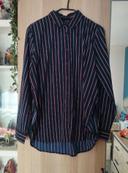 Chemise oversize bleu marine rayé blanc et rouge neuve Jennyfer - Taille S 36