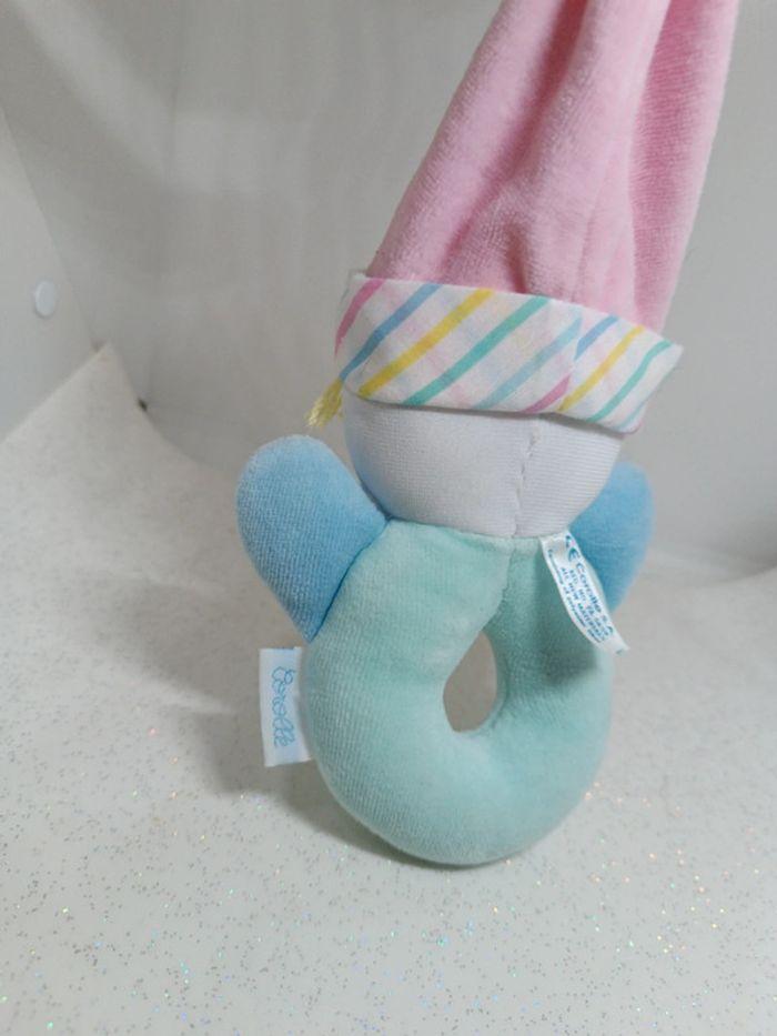 Hochet vintage grelot corolle clown lutin pastel bleu blue 1997 bébé baby doudou peluche plush teddy - photo numéro 8