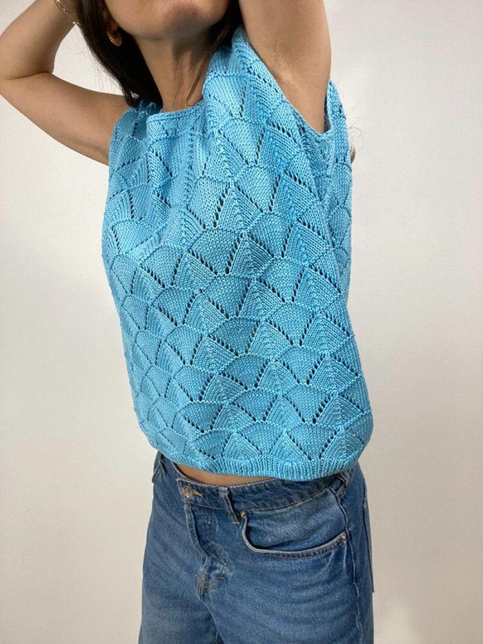 top tricot de couleur bleu - photo numéro 4