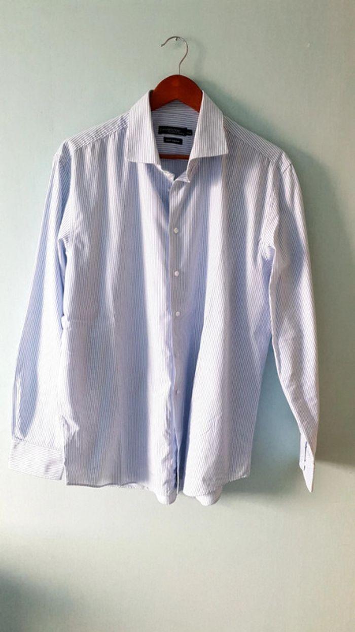 Chemise rayé blanche et bleu Cambridge 43/44 - photo numéro 1