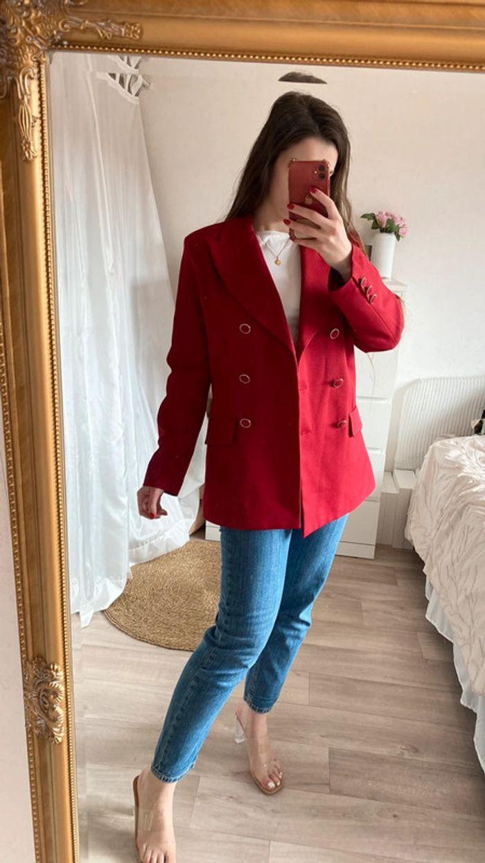 Blazer rouge long vintage - photo numéro 1