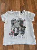 Tee-shirt blanc motifs noirs terre de marins 3 ans