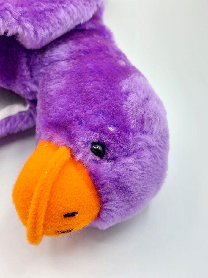 Peluche doudou canard violet orange blanc yeux durs 25 cm ancien ? - photo numéro 6