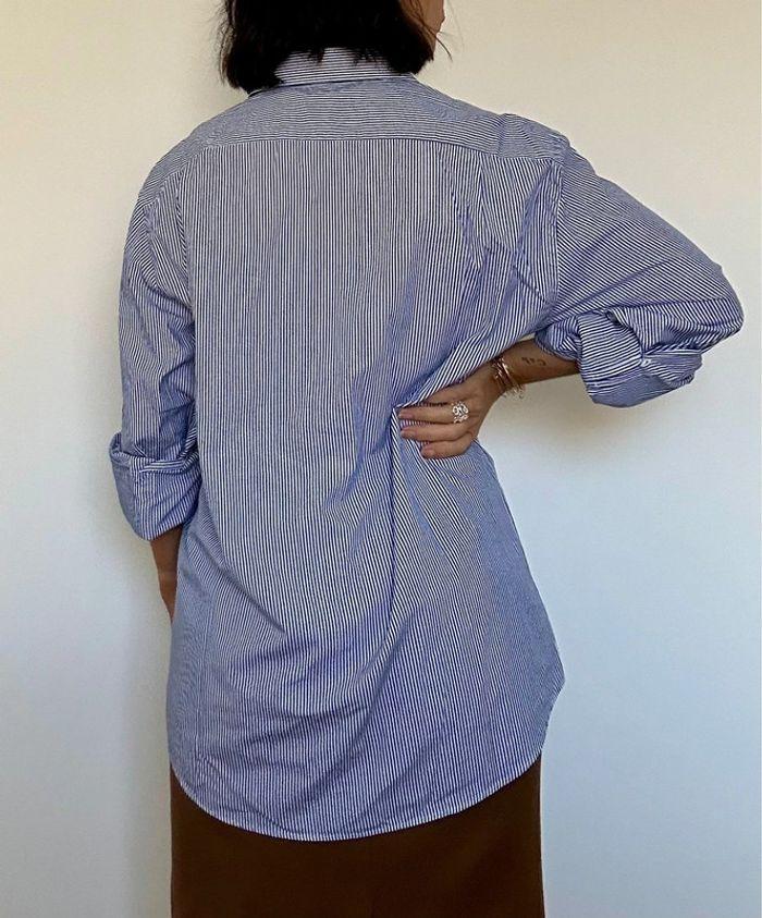 Chemise rayée bleue et blanche - café coton taille 41 - photo numéro 2