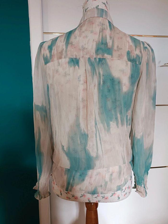 Chemise fluide tie and dye écru turquoise beige taille S majolica - photo numéro 5