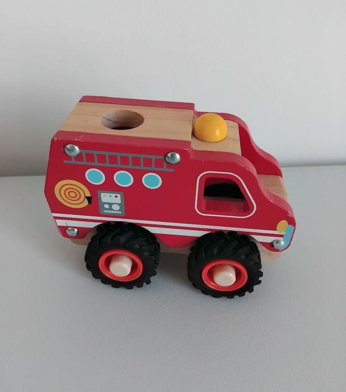 🚒 Camion de Pompier et Voiture en Bois 13 cm - photo numéro 4