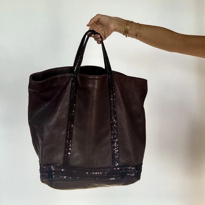 Grand sac cabas Vanessa Bruno en cuir brun très bon état - photo numéro 1