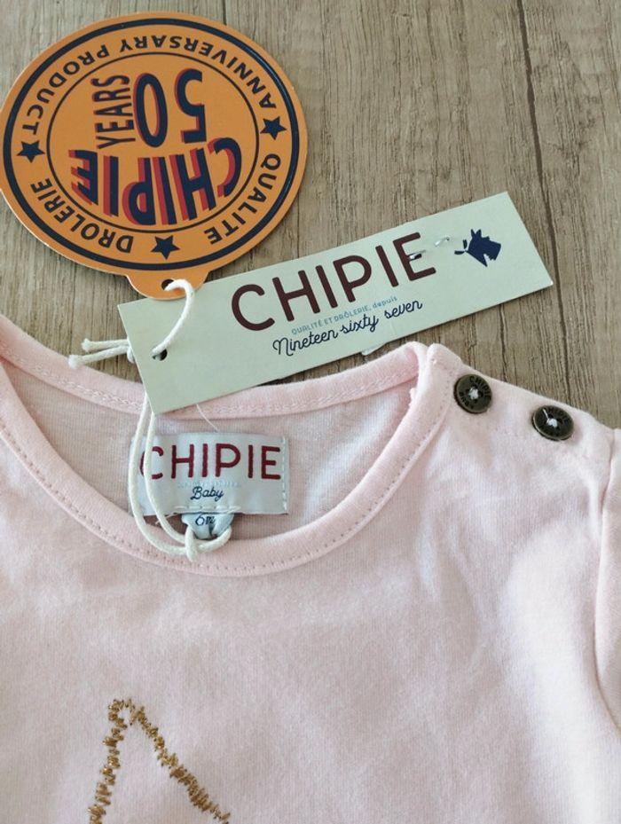 T-shirt manches longues fille rose clair taille 6 mois Chipie - photo numéro 4