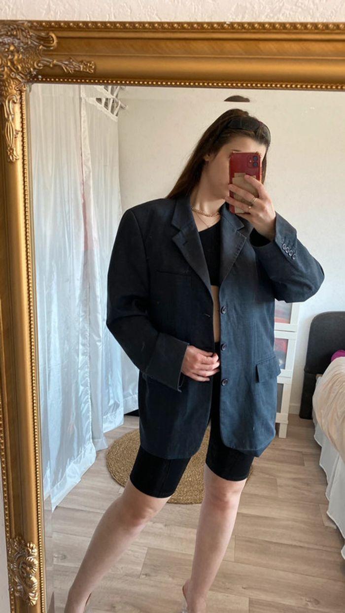 Blazer oversize vintage bleu marine - photo numéro 2