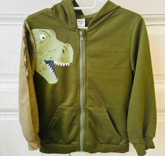 Veste à zip dinosaure vert kaki garçon 4 ans - photo numéro 1