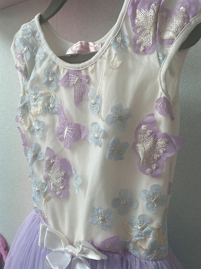 Robe de fête chic lilas à motif papillon en relief bb 3 ans - photo numéro 5