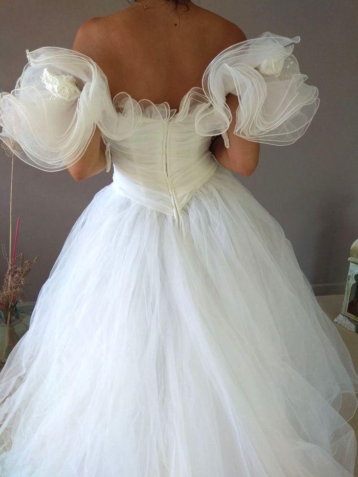 Robe de mariée Pronuptia blanche en voile  taille 36/38+ chapeau capelline satin et tulle - photo numéro 7