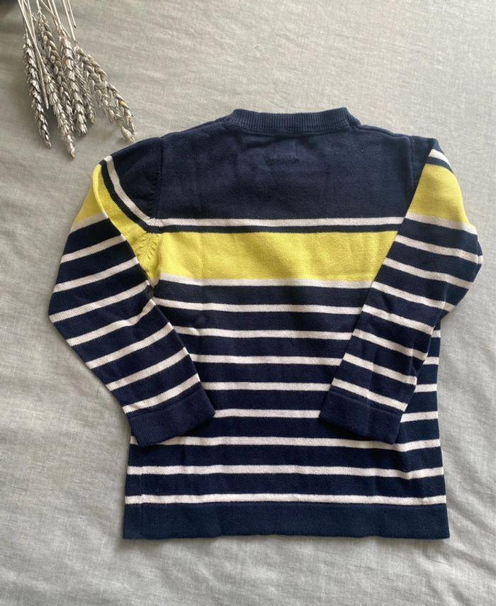 • Joli petit pull 100% coton Marine & jaune • - photo numéro 4