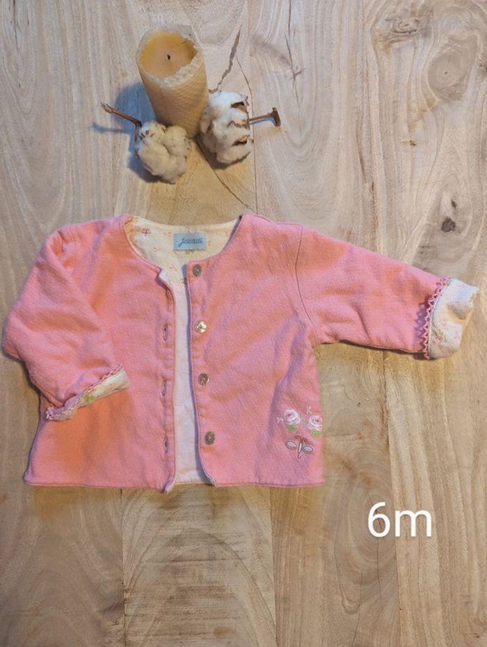 Gilet Jacadi rose coton 6 mois - photo numéro 1