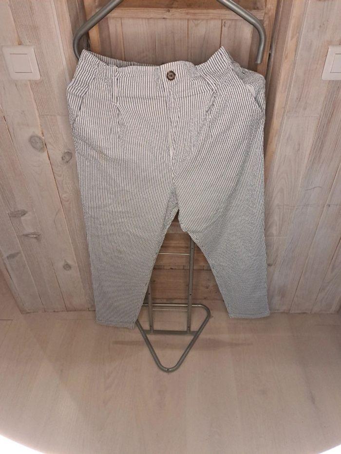 Pantalon d'été blanc rayé bleu T46 - photo numéro 1