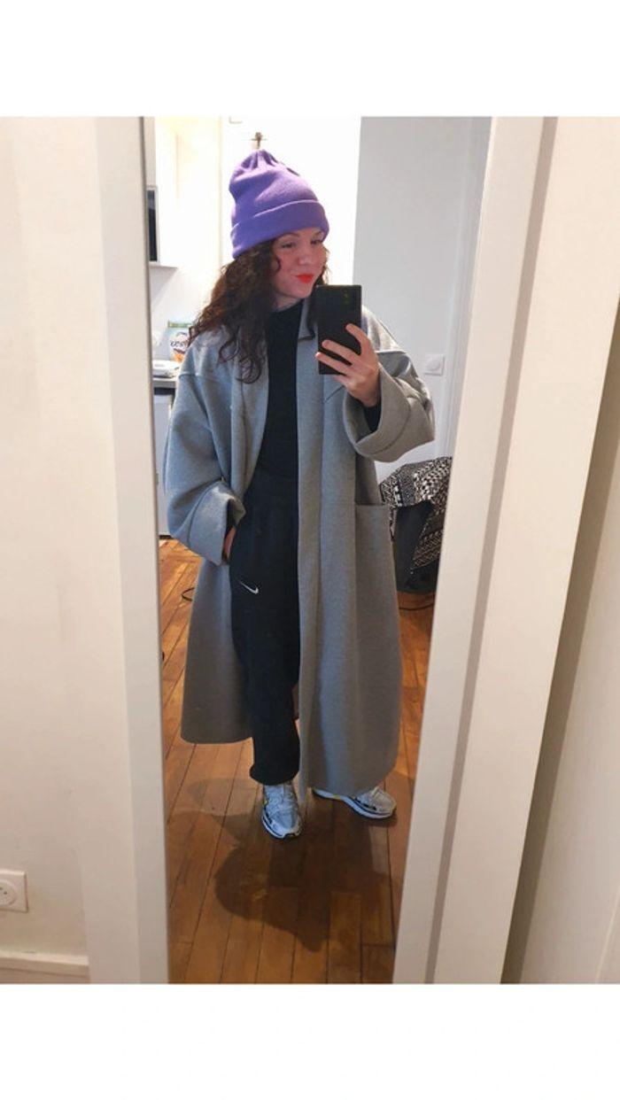 Manteau gris oversize taille unique - photo numéro 1