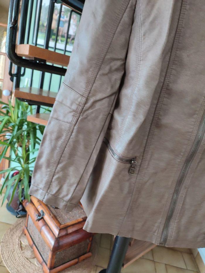 Veste en cuir marron beige vintage T2 nana belle - photo numéro 3