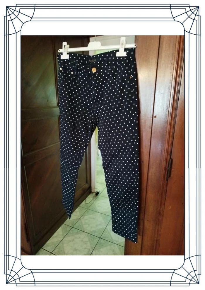 Pantalon jeans noir à pois et diamant taille S/36 - photo numéro 5