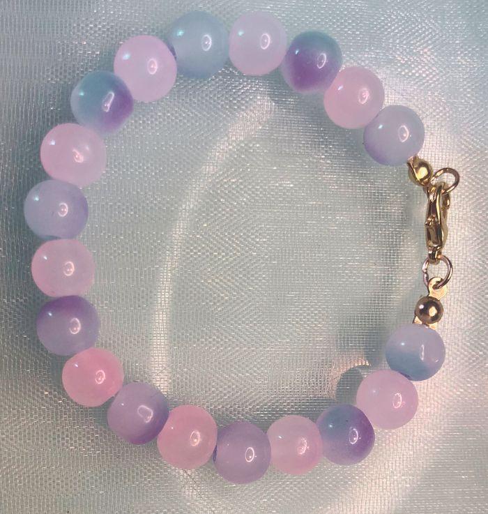 Bracelet avec perles en verre 8mm – Violet et Rose - photo numéro 1