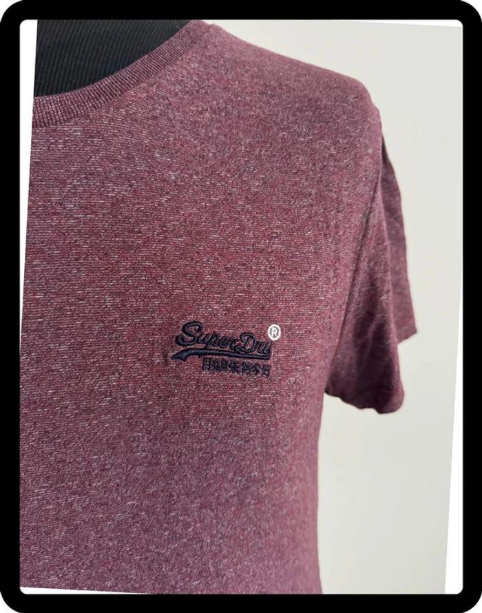 T-Shirt Superdry bordeaux logo noir brodé taille S - photo numéro 2