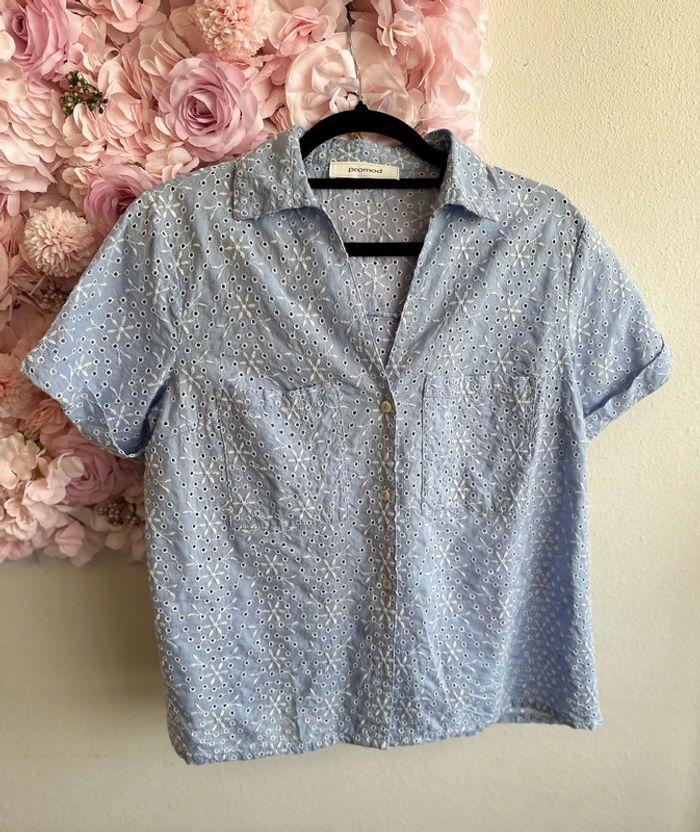 Chemise Promod bleu clair en broderie anglaise taille 40 - photo numéro 1