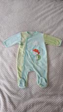 Pyjama velours vert clait et bleu ciel Kitchoun 6 mois